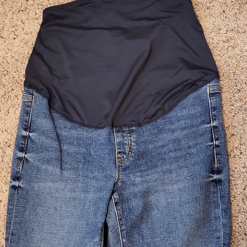 J CREW Stylish Blue Distressed Maternity Skinny Jeans - Picture 2 of 5